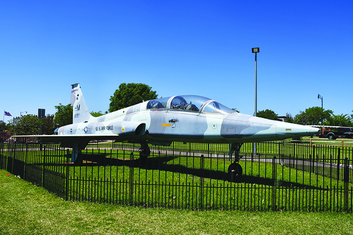 Fighter jet on display.